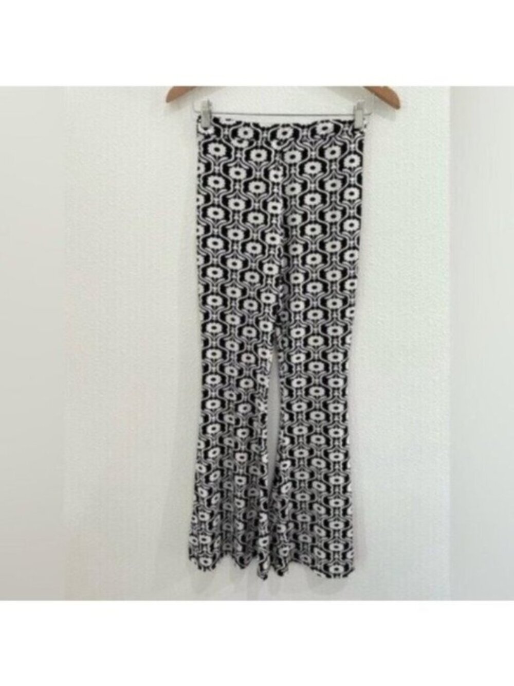 Altar’d State Floral Flare Pants Mod Stretch Black White - Picture 2 of 7